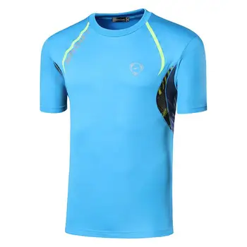 Jeansian Športové Tričko Tričko Tričko tričko Beží Gym Fitness Cvičenie na Futbal, Krátky Rukáv Dry Fit LSL135 Blue2