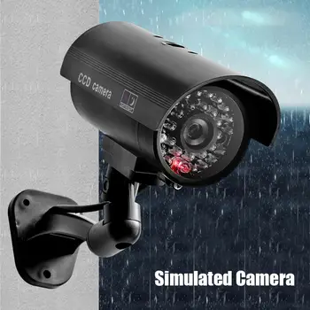 ALLOYSEED Vonkajšie Figuríny Fotoaparát Bullet Falošný Bezpečnostné CCTV Kamera, ABS Inžinierstva Plastový Držiak s Blikajúce Červené LED Svetlo
