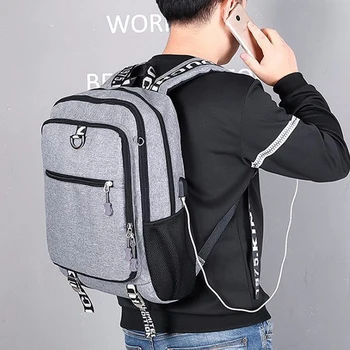 Muži mladých módnych školské tašky multifunkčné oxford bežné notebook batoh usb nabíjanie nepremokavé cestovná taška muž bolsa mochila