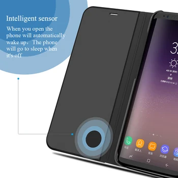 S9+ Zrkadlo Flip puzdro Pre Samsung Galaxy S9 S 9 Luxusné Vymazať Zobrazenie PU Kožené Kryt Pre Samsung S9 Plus Telefón puzdro pre Galaxy S9+