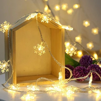 6M 40LED Snowflake String Svetlo Vianočné Girlandy Víla LED Loptu Svetlo Lampy Vonkajšie Vianočné Party Dekor Batérie