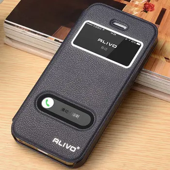 ALIVO PU Kože Flip puzdro Pre iphone 5 5s prípade Voľného Odpoveď Zabudovaný magnet Luxusné Flip Kožené Stojan, kryt Pre iPhone SE prípade