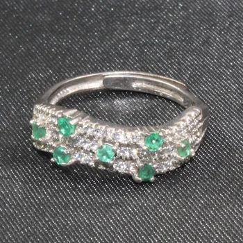 CoLife Šperky 925 Silver Emerald Krúžok 2 mm Prírodné Emerald Strieborný Prsteň Mincový Striebro Emerald Šperky Darček k Narodeninám pre Ženu