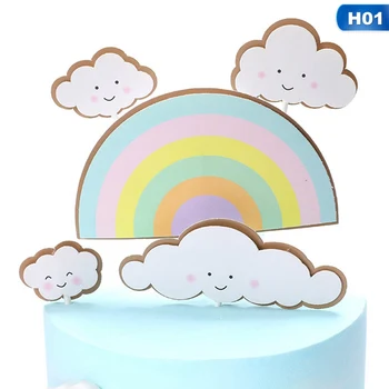 Rainbow Cake Vňaťou Cloud Tortu Vlajky Narodeniny Deti Láskavosti Cake Decoration Cupcake Vňaťou Pre Svadobné Dezert Tabuľka Dekor