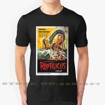 Reptilicus Monster Vintage Filmový Plagát Čierne Biele Tričko Pre Mužov, Ženy Retro Sea Beast Sci Fi Horor Oldschool Filmy