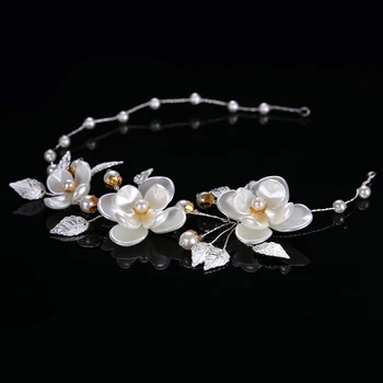 2 Farby Kvet, Listy Pearl Svadobné Čelenky Svadobné Doplnky Do Vlasov Ornament Tiara Trendy Vlasy, Šperky Pre Ženy