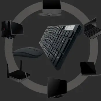 Multifunkčné Univerzálny Tichý Ultra-tenké 2.4 G Bezdrôtovej Klávesnice a Myši, Nastavte pre Notebook, Počítač PC