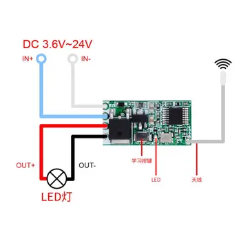 433Mhz VF Relé Prijímač Bezdrôtového Diaľkového Ovládania Spínača LED Light Control Module