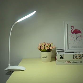 Nabíjateľná Klip Flexibilné Led Stolná Lampa Dotykový Spínač USB LED Stolové Lampy na Posteli Ochrana Očí Stmievač Čítania Knihy Svetlo