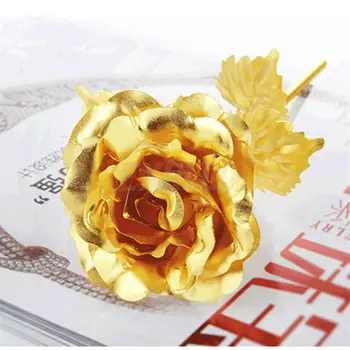Hot Predaj 24K Zlatom Ruže Kvet Valentína Darček Svadobné Annivsary Narodeniny Romantický Golden Rose Party Domáce Dekorácie