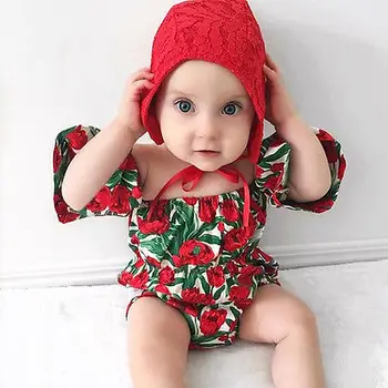 Detská Baby Girl Kvetinový Kombinézu Jumpsuit Oblečenie Sunsuit Tulipán Oblečenie