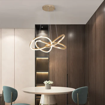 Moderný Lesk Zlata Železo Stmievateľné Led Luster Pre Spálne, Obývacia Jedáleň Kuchyňa Nastaviteľné Nordic Deco Lampa
