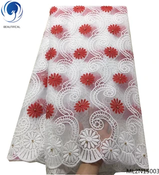 BEAUTIFICAL červenej africkej čipky textílie korálky oka textílie, čipky vysokej kvality nigérijský čipky textílie nový príchod teplej 5yards/veľa ML2N150