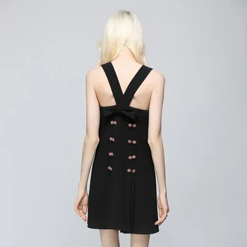 2019 Summer Black Backless Mini Šaty Bez Rukávov Základné Oblečenie Zábal Bodycon Šaty Žien Bežné Večer Noc Party Šaty Ženy