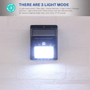 LED Solárne Napájanie PIR Snímač Pohybu Nástenné svietidlo Vonkajšie Nepremokavé Úspory Energie Ulici Dvore Cestu Domov Záhrada Bezpečnostná Lampa Led 25