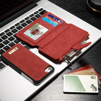 Retro Kožené puzdro Pre iPhone x 5 5 6 6 7 8 Plus Zips, Magnetické Zadný Kryt sim Sloty Peňaženku, tašku na iPhone 11 Pro XS MAX XR
