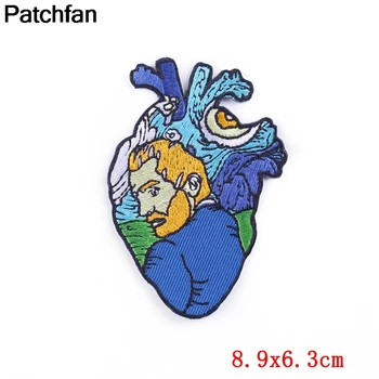 A4019 Patchfan Cartoon Žehlička na Oblečenie Srdce Škvrny Odznaky Módne Vangogh Výšivky Oblečenie Odev T-shirt DIY Patch