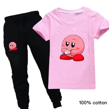 Roztomilý Kirby Halloween Oblečenie pre Dievčatá Oblečenie Sady Udržať sa Fit Fitness Bavlna Krátke Rukávy Batoľa Kostýmy Deti Detská Tepláková súprava