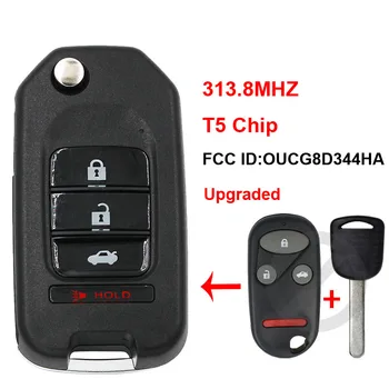 3+1/4 Tlačidlo Inovovať Skladacie Flip Diaľkové Auto príveskom 313.8 MHZ s T5 Čip FCC ID: OUCG8D344HA pre Honda CR-V roku 2002 2003 2004