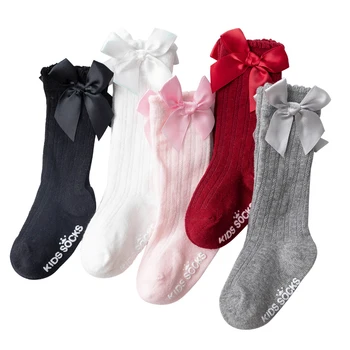 0-4 rokov Ponožky Chlapci a dievčatá pevné farebné pruhované pančuchy bublina úst trubice ponožky baby bowknot bavlna non-slip ponožky