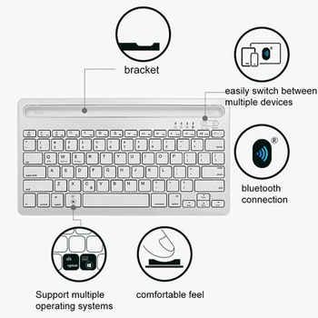 Bezdrôtová Bluetooth Klávesnica, Tablet, Stojan 87 klávesy Pre Tri Systémy IOS, ANDROID, WINDOWS Bluetooth Model Klávesnice