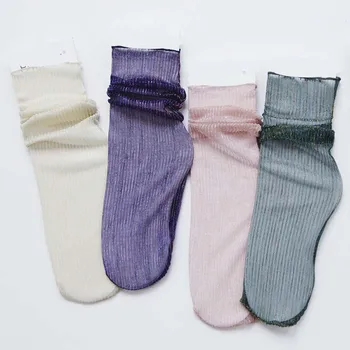 Nový Príchod Lesklý Transparentný Ponožky Zlato, Striebro Hodváb Kórejský Módne Ponožky Ženy Umenie Lesk Femme Calcetines Mujer Sox
