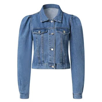 Jeseň a v Zime Teplý Džínsy kabát Žien Singel svojim Modrá Denim Jacket Vintage Dlhý Rukáv Voľné Cardigan High Street manteau