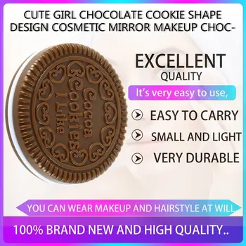 1pcs Roztomilý Čokoládové Cookies Tvarované Módny Dizajn make-up Zrkadlo s 1 Hrebeň Nastaviť