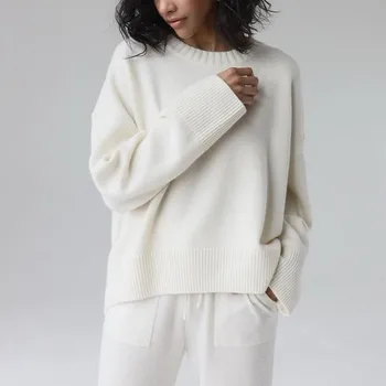 2020 príležitostné voľné T-krku sveter základné mäkké teplé pohodlné ovisnuté rukáv Pulóver high street pevné jeseň zima sveter