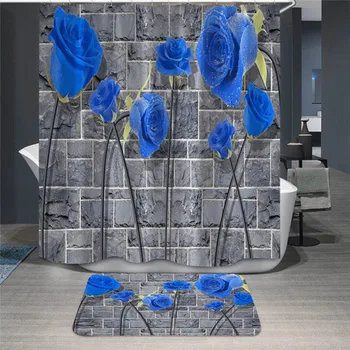 Nepremokavé Vaňa Opony Kvetu Rastlín Vzor Sprchový Záves Geometrické Kúpeľňa Obrazovke Vytlačené Opony pre Kúpeľňa - 180x180cm