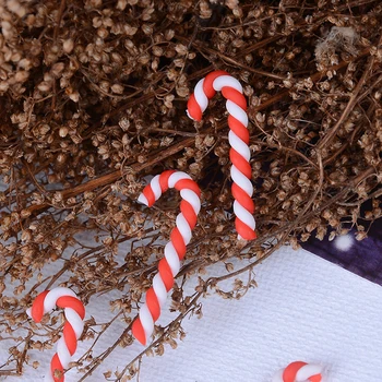 10Pcs Kawaii Živice Flatback Cabochons Scrapbooking Roztomilý Hliny Vianočné Červená Biela Candy Cane Plavidlá, Domáce Vianočné Dekorácie