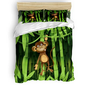 Zviera Opice Zeleného Borovicového Lesa Perinu Nastaviť Teplé a Pohodlné 2/3/4pcs posteľná bielizeň Nastaviť Posteľ List Spálňa Cumlík Nastaviť