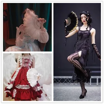Lolita Pierko Skladacie Fanúšik Japonskej Sladká Víla Dievča, Dark Gotický Súd Tanec Strane Fan Art Craft Darček Svadobné Party Dekorácie