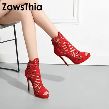 ZawsThia 2020 lete halloween vystrihnúť típat prst platformu topánky sexy párty žena, gladiator sandále ženy čerpadlá topánky veľká veľkosť 33-52