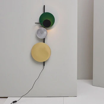 Nordic moderné planéty design, okrúhle nástenné svietidlo tvorivé železa macarons farba DIY nastaviteľné pre obývacia izba uličkou LED svetlá zelená