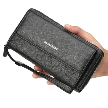 Baellerry pánske dlhé peňaženky veľká-kapacita zips spojka taška liči vzor multi-card pozíciu spojka