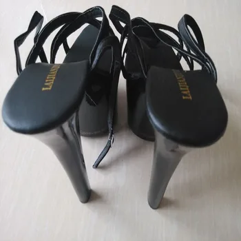 LAIJIANJINXIA Nezvyčajné Strappy 7 Palcový s Vysokým Podpätkom Topánky Stádo Platformu Exotickej Tanečnice Topánky 17 CM Típat Prst Ženy Sandále G-058