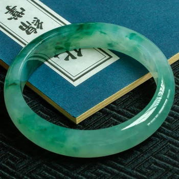 Zheru šperky prírodné Barmskej jade 54-64mm zelená dva-tón náramok elegantné princezná šperky pre matku a priateľku
