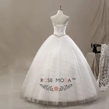 3D Čipky Svadobné, plesové Šaty, Crystal Korálkové Zlatíčko Výstrih Krištáľové Krídlo Debutante Šaty Vestidos de Noiva Skutočné Fotografie