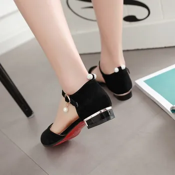 FERLENZ Nadrozmerné Topánky s ostrými tlačidlá a nízke podpätky, sandále, dámske'square velvet cheongsam