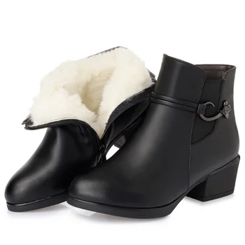 ZXRYXGS značka topánky žena na jeden členok topánky 2019 nové módne teplé comfort plus zamat a vlna snehu topánky originálne kožené topánky