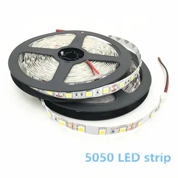 LED Pás Svetla SMD 5050 DC12V 60LEDs/m 5m/mnoho Flexibilné Domáce Dekorácie Osvetlenie LED Svetlo 5050 LED Strip Biela / Teplá biela