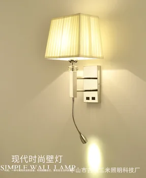 Moderný minimalistický hotelovej izbe atmosféru, čítanie nástenné svietidlo s vypínačom nehrdzavejúcej ocele inžinierstva spálňa led osvetlenie zariadenie