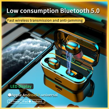 Bluetooth V5.0 Bezdrôtové Slúchadlá S Mikrofónom Športové Vodotesné Slúchadlá, Redukcia Šumu S Nabíjanie Box Pre IOS a Android