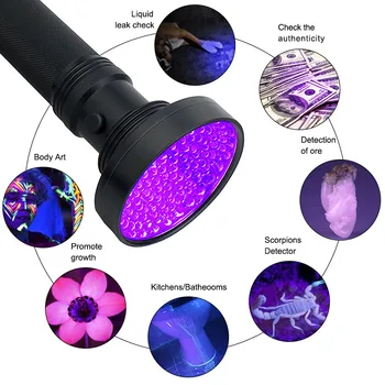 UV Lampa 100 Led, 395nm Ultrafialové LED Baterkou Black Svetla Detektor Pre Psa, Mačku Moču Pet Škvrny Bed Bugs Scorpions Zistiť