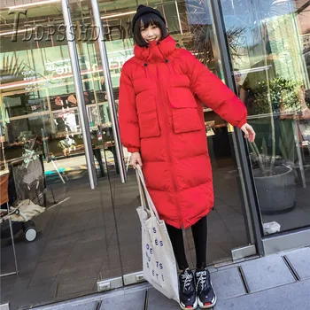2019 Zimné Ženy Nadol Bunda Pevné Voľné Vrchné Oblečenie Pre Office Lady Parkas