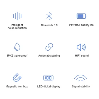 TWS Bluetooth Slúchadlá Bezdrôtové Slúchadlá 9D Surround Dvojité Redukcia Šumu Slúchadlá Dlhý Pohotovostný Slúchadlá S Nabíjanie Prípade,