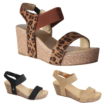 Vintage Leopard Sandále Žena Lete Pracky Popruhu Bežné Šitie Ženy Ríma Topánky Žena Platformu Dámy Sandále Retro Sandalias