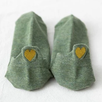 1 Páry Nové Srdce Ponožky Ženy Bavlnené Ponožky Členok Krátke Roztomilý Tlač Srdce Bežné Zábavné Ponožka Módne Ponožky
