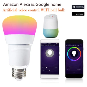 Bezdrôtový WiFi Aplikáciu Diaľkové Ovládanie Smart Žiarovky Pre Alexa Domovská stránka Google B22 led žiarovka E27 smart home RGB LED svetlo, E26 E14 blub